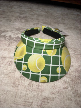 Broad Bay Cotton Tennis Ball Visor Green Yellow Preppy